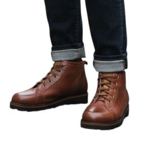LONDON UNDERGROUND Punk Ankle Boots Lace Up Oil Rubbed Brown Leather Chunky Sole